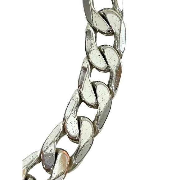 Unisex Stainless Steel Bracelet Flat Curb Cuban Chain 8.25” x 8mm Lobster Claw - Picture 5 of 10
